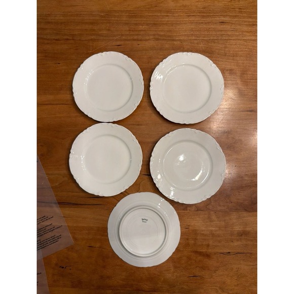 Set of 5 Haviland France Ranson White Scalloped 6